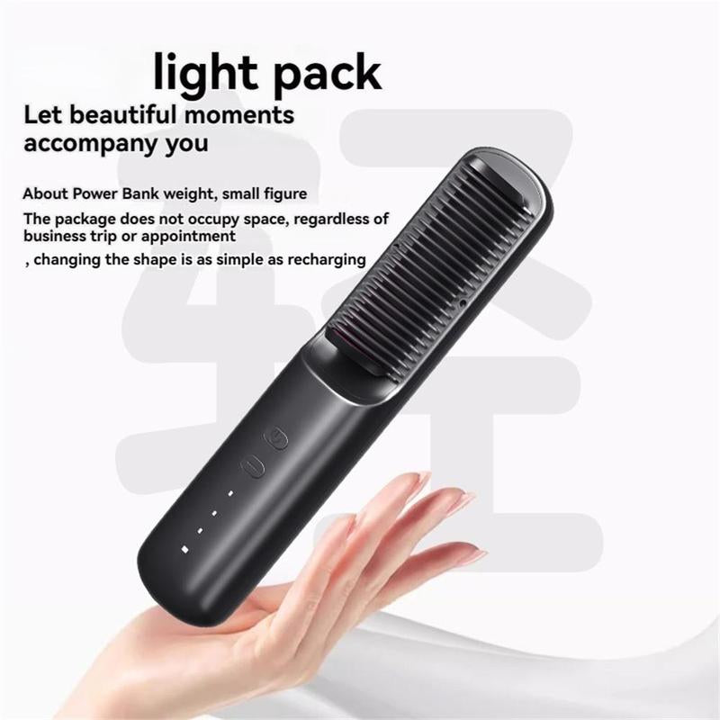 Wireless USB Rechargeable Hair Straightener Comb, Negative Hair Straightening Brush, Professional Diffuser Hair Styling Tool for Home & Salon Use, National Day Offers