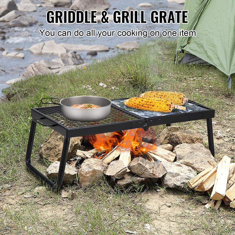 VEVOR Folding Campfire Grill, Heavy Duty Steel Mesh Grate, 22.4" Portable Camping Grates over Fire Pit, Camp Fire Cooking Equipment with Legs Carrying Bag, Grilling Rack for Outdoor Open Flame Cooking