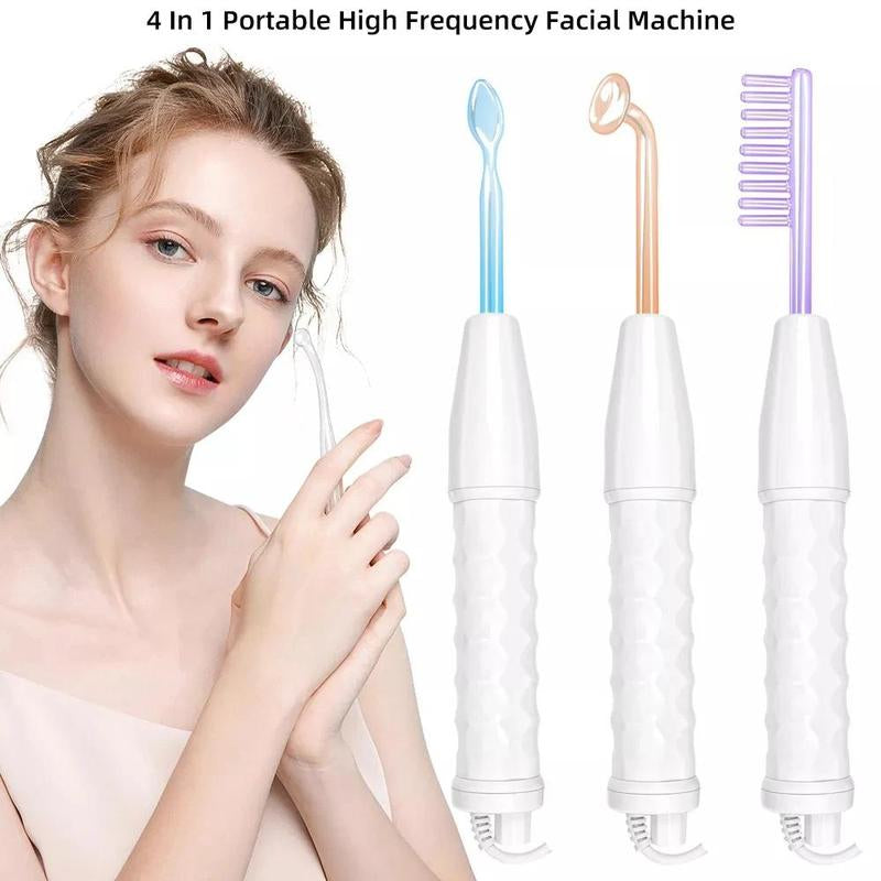 4-In-1 High Frequency Electrode Wand, 1 Set Facial Skincare Electric Massager, Face Hair Massage Comb Stick, Skin Care Machine, Winter & New Year Gift