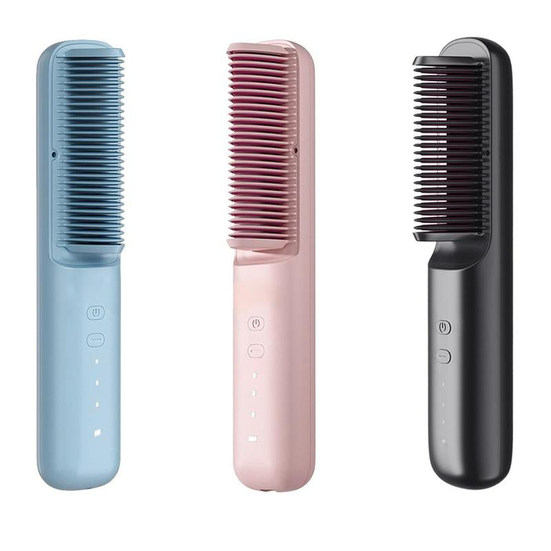 Wireless USB Rechargeable Hair Straightener Comb, Negative Hair Straightening Brush, Professional Diffuser Hair Styling Tool for Home & Salon Use, National Day Offers